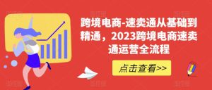 跨境电商-速卖通从基础到精通,2023跨境电商速卖通运营全流程-第一资源库