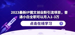2023最新IP图文创业粉引流项目，普通小白全职可以月入1-3万-第一资源库