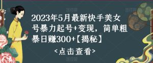 2023年5月最新快手美女号暴力起号+变现,简单粗暴日赚300+【揭秘】-第一资源库