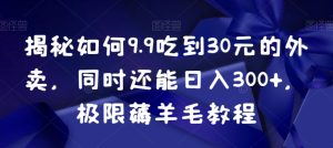 揭秘如何9.9吃到30元的外卖，同时还能日入300+，极限薅羊毛教程-第一资源库