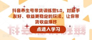 抖音养生号带货训练营5.0，对新手友好、收益更稳定的玩法，让你带货收益爆炸（更新）-第一资源库