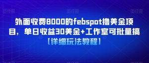 外面收费8000的febspot撸美金项目，单日收益30美金+工作室可批量搞【详细玩法教程】-第一资源库