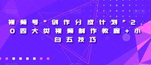 视频号“创作分成计划”2.0四大类视频制作教程+小白五技巧【揭秘】-第一资源库