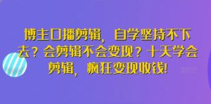 博主口播剪辑，自学坚持不下去？会剪辑不会变现？十天学会剪辑，疯狂变现收钱!-第一资源库