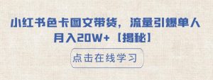 小红书色卡图文带货，流量引爆单人月入20W+【揭秘】-第一资源库
