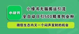 小绿书无脑搬运引流,全自动日引500精准创业粉,微信生态内又一个闷声发财的机会【揭秘】-第一资源库