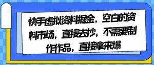 快手虚拟资料掘金，空白的资料市场，直接去抄，不需要制作作品，直接拿来爆-第一资源库