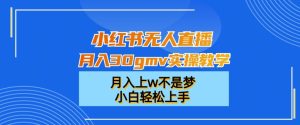 小红书无人直播月入30gmv实操教学,月入上w不是梦,小白轻松上手【揭秘】-第一资源库