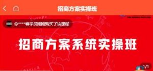 【一度招商】招商方案系统实操班 价值1980元-第一资源库