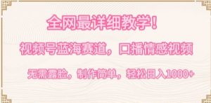 全网最详细教学,视频号蓝海赛道,口播情感视频,无需露脸,制作简单,轻松实现日入1000+【揭秘】-第一资源库