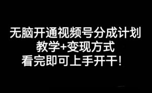 无脑开通视频号分成计划，教学+变现方式，看完即可上手开干!-第一资源库
