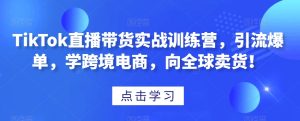 TikTok直播带货实战训练营，引流爆单，学跨境电商，向全球卖货！-第一资源库