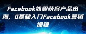 Facebook外贸获客产品出海,0基础入门Facebook营销课程-第一资源库