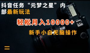 抖音任务“元梦之星”内部最新玩法,新手小白无脑操作,轻松月入10000+【揭秘】-第一资源库
