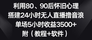 利用80、90后怀旧心理，搭建24小时无人直播撸音浪，单场5小时收益3500+（教程+软件）【揭秘】-第一资源库