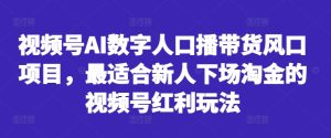 视频号AI数字人口播带货风口项目,最适合新人下场淘金的视频号红利玩法-第一资源库
