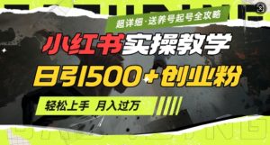 2月小红书最新日引500+创业粉实操教学【超详细】小白轻松上手,月入1W+,附小红书养号起号SOP-第一资源库