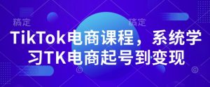 TikTok电商课程，​系统学习TK电商起号到变现-第一资源库