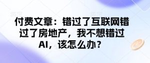 付费文章：错过了互联网错过了房地产，我不想错过AI，该怎么办？-第一资源库