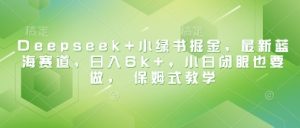 Deepseek+小绿书掘金,最新蓝海赛道,日入6k+,小白闭眼也要做, 保姆式教学-第一资源库