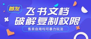 首发飞书文档破解复制权限，售卖自用均可暴力玩法-第一资源库