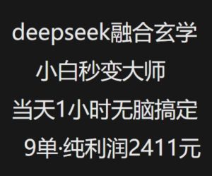抖音小红书deepseek融合玄学,纯小白秒变大师,当天1小时无脑搞定9单,纯利润上千-第一资源库