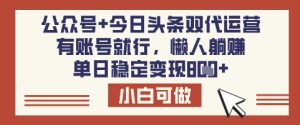 公众号+今日头条双代运营，有账号就行，单日稳定变现8张【揭秘】-第一资源库