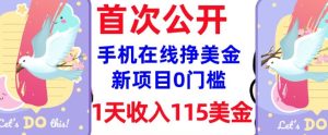 在线挣美金新项目，0门槛，1天收入115美刀，无脑操作，真正被动收入-第一资源库