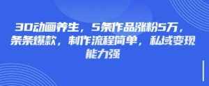 3D动画养生,5条作品涨粉5万,条条爆款,制作流程简单,私域变现能力强-第一资源库