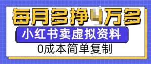 小红书虚拟资料项目,0成本简单复制,每个月多挣1W【揭秘】-第一资源库