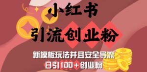 小红书引流创业粉，新模板玩法并且安全导流，日引100+创业粉-第一资源库