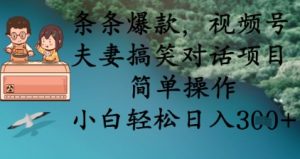条条爆款,视频号夫妻搞笑对话项目,简单操作,小白轻松日入3张+-第一资源库