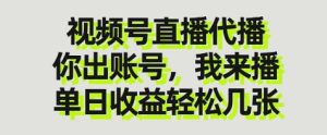 视频号直播代播,你出账号我来播,单日收益轻松几张【揭秘】-第一资源库