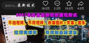抖音最新视频展现形式,不拍视频、不剪视频、依靠图片+文案助推热门,引爆创业粉-第一资源库