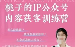 桃子IP公众号内容获客训练营(第3期)，一门让你公众号从0到商业闭环的课程-第一资源库