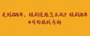 走到2025年，短剧还能怎么玩？短剧25年4月份搞钱方向-第一资源库