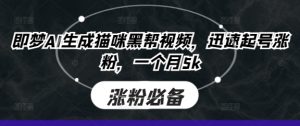 即梦AI生成猫咪黑帮视频,迅速起号涨粉,一个月5k-第一资源库