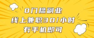0门槛副业，线上兼职30一小时，有一部手机即可操作【揭秘】-第一资源库