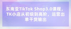 东南亚TikTok Shop3.0课程，TK小店​从初级到高阶，运营出单干货输出-第一资源库