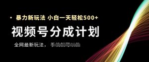 视频号分成计划，全网最暴力玩法，新手一天也能轻松5张+-第一资源库