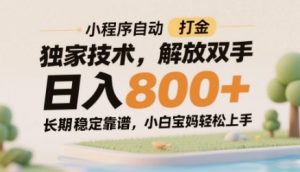 小程序自动打金独家技术,解放双手日入8张,长期稳定靠谱,小白宝妈轻松上手【揭秘】-第一资源库