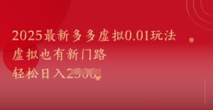 2025最新多多虚拟0.01玩法！虚拟也有新世界，轻松日入1k+-第一资源库