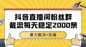 抖音直播间粉丝群暴力截流，一台电脑每天稳定2000条数据，暴力截流+实操 【揭秘】-第一资源库