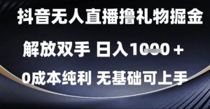 抖音无人直播撸礼物掘金,解放双手,日入1k,0成本纯利,无基础可上手【揭秘】-第一资源库