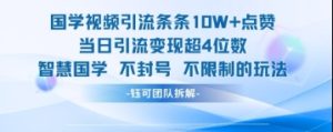 国学视频引流条条10W+点赞当日引流变现超4位数-第一资源库