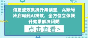 信息流效果提升集训营，从账号冷启动到AI提效，全方位立体提升效果解决问题-第一资源库
