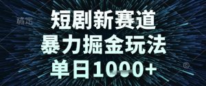 短剧新赛道，暴力掘金玩法，单日1k+【揭秘】-第一资源库