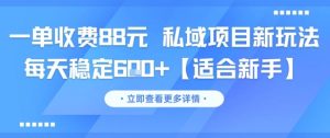 一单收费88元 私域项目新玩法 每天稳定6张+【适合新手】-第一资源库