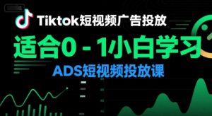 Tiktok短视频广告投放，适合0-1小白学习ADS短视频投放课-第一资源库