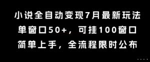 小说全自动变现7月玩法,单窗口50+,可挂100窗口,简单上手,全流程限时公布【揭秘】-第一资源库